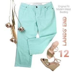 Lands' End Turquoise Original Fit Bootleg Pants 12